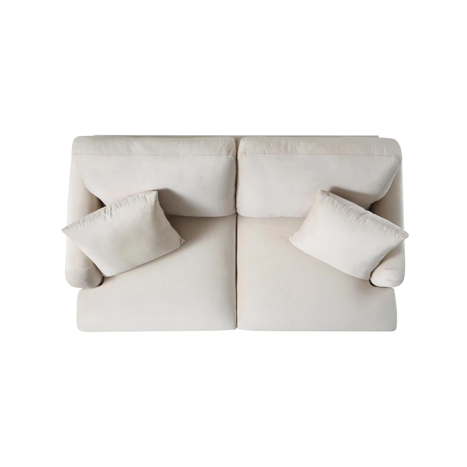 Brigette 2-Seater Beige Velvet Sofa With Antique Brass Castor Legs 8 Brigette 2-Seater Beige Velvet Sofa With Antique Brass Castor Legs - Image 8