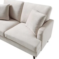 Brigette 2-Seater Beige Velvet Sofa With Antique Brass Castor Legs 21 Brigette 2-Seater Beige Velvet Sofa With Antique Brass Castor Legs -Daals Store AYSF 010 BEIGE VEL 2ST detail1