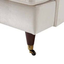 Brigette 2-Seater Beige Velvet Sofa With Antique Brass Castor Legs 22 Brigette 2-Seater Beige Velvet Sofa With Antique Brass Castor Legs -Daals Store AYSF 010 BEIGE VEL 2ST detail2