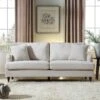 Brigette 3-Seater Beige Velvet Sofa With Antique Brass Castor Legs -Daals Store AYSF 010 BEIGE VEL 3ST main