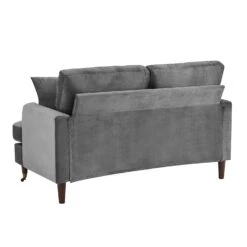 Brigette 2-Seater Grey Velvet Sofa With Antique Brass Castor Legs 16 Brigette 2-Seater Grey Velvet Sofa With Antique Brass Castor Legs -Daals Store AYSF 010 GREY VEL 2ST WB3