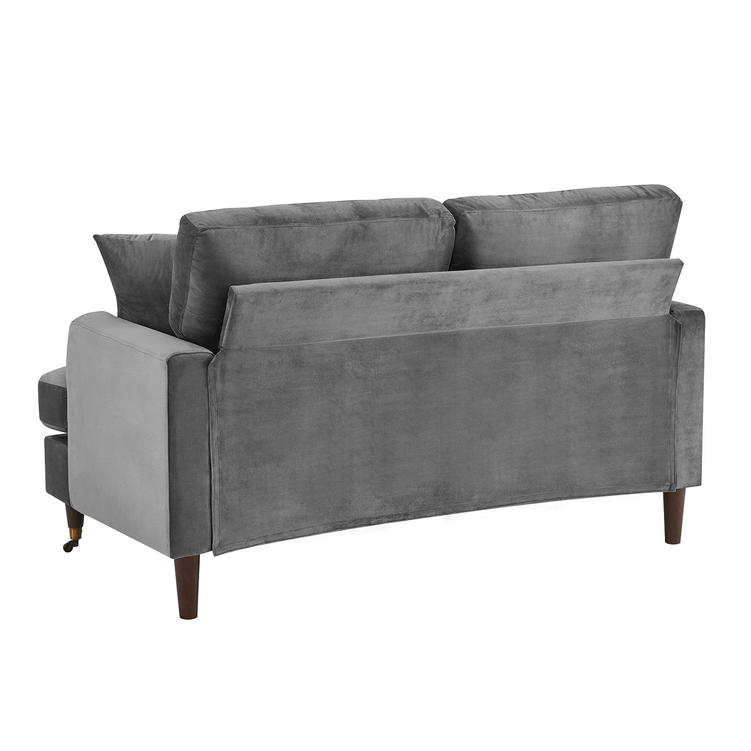 Brigette 2-Seater Grey Velvet Sofa With Antique Brass Castor Legs 7 Brigette 2-Seater Grey Velvet Sofa With Antique Brass Castor Legs - Image 7