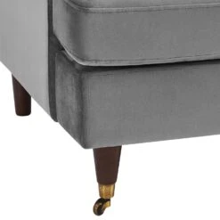 Brigette 2-Seater Grey Velvet Sofa With Antique Brass Castor Legs 19 Brigette 2-Seater Grey Velvet Sofa With Antique Brass Castor Legs -Daals Store AYSF 010 GREY VEL 2ST detail3