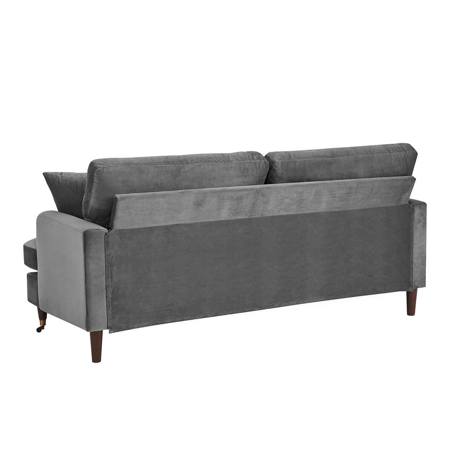 Brigette 3 Seater Grey Velvet Sofa With Antique Brass Castor Legs 7 Brigette 3 Seater Grey Velvet Sofa With Antique Brass Castor Legs - Image 7