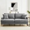 Brigette 3 Seater Grey Velvet Sofa With Antique Brass Castor Legs -Daals Store AYSF 010 GREY VEL 3ST main