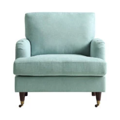 Brigette Mint Soft Brushed Fabric Armchair With Antique Brass Castor Legs 13 Brigette Mint Soft Brushed Fabric Armchair With Antique Brass Castor Legs -Daals Store AYSF 010 MINT FAB 1ST WB1