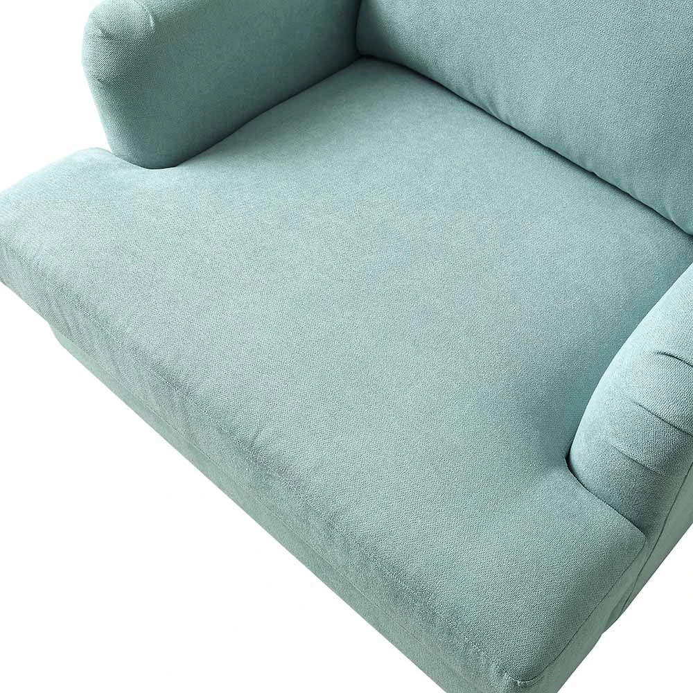 Brigette Mint Soft Brushed Fabric Armchair With Antique Brass Castor Legs 9 Brigette Mint Soft Brushed Fabric Armchair With Antique Brass Castor Legs - Image 9