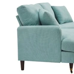 Brigette 2-Seater Mint Soft Brushed Sofa With Antique Brass Castor Legs -Daals Store AYSF 010 MINT FAB 2ST detail1