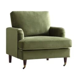 Brigette Olive Green Velvet Armchair With Antique Brass Castor Legs 13 Brigette Olive Green Velvet Armchair With Antique Brass Castor Legs -Daals Store AYSF 010 MOSSGREEN VEL 1ST WB1