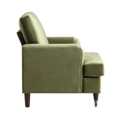 Brigette Olive Green Velvet Armchair With Antique Brass Castor Legs 16 Brigette Olive Green Velvet Armchair With Antique Brass Castor Legs -Daals Store AYSF 010 MOSSGREEN VEL 1ST WB3