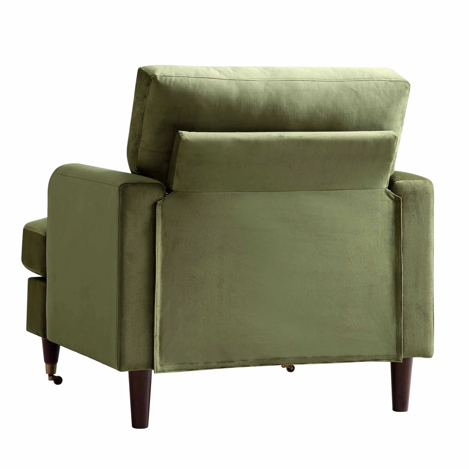 Brigette Olive Green Velvet Armchair With Antique Brass Castor Legs 7 Brigette Olive Green Velvet Armchair With Antique Brass Castor Legs - Image 7