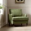 Brigette Olive Green Velvet Armchair With Antique Brass Castor Legs