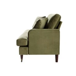 Brigette 2-Seater Olive Green Velvet Sofa With Antique Brass Castor Legs 19 Brigette 2-Seater Olive Green Velvet Sofa With Antique Brass Castor Legs -Daals Store AYSF 010 MOSSGREEN VEL 2ST WB3