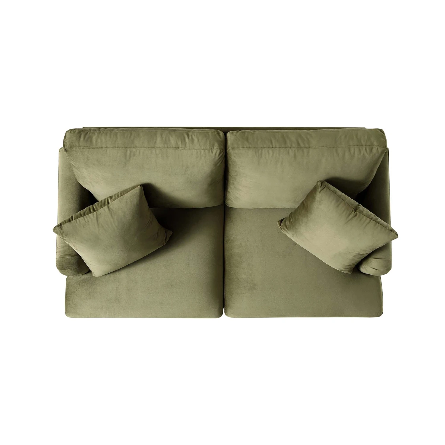 Brigette 2-Seater Olive Green Velvet Sofa With Antique Brass Castor Legs 8 Brigette 2-Seater Olive Green Velvet Sofa With Antique Brass Castor Legs - Image 8