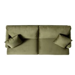 Brigette 3-Seater Olive Green Velvet Sofa With Antique Brass Castor Legs -Daals Store AYSF 010 MOSSGREEN VEL 3ST WB4