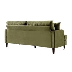 Brigette 3-Seater Olive Green Velvet Sofa With Antique Brass Castor Legs -Daals Store AYSF 010 MOSSGREEN VEL 3ST WB5