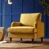 Brigette Mustard Velvet Armchair With Antique Brass Castor Legs 21 Brigette Mustard Velvet Armchair With Antique Brass Castor Legs -Daals Store AYSF 010 MUSTARD VEL 1ST main