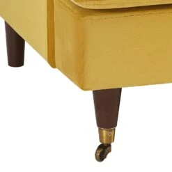 Brigette 3-Seater Mustard Velvet Sofa With Antique Brass Castor Legs 19 Brigette 3-Seater Mustard Velvet Sofa With Antique Brass Castor Legs -Daals Store AYSF 010 MUSTARD VEL 3ST detail3