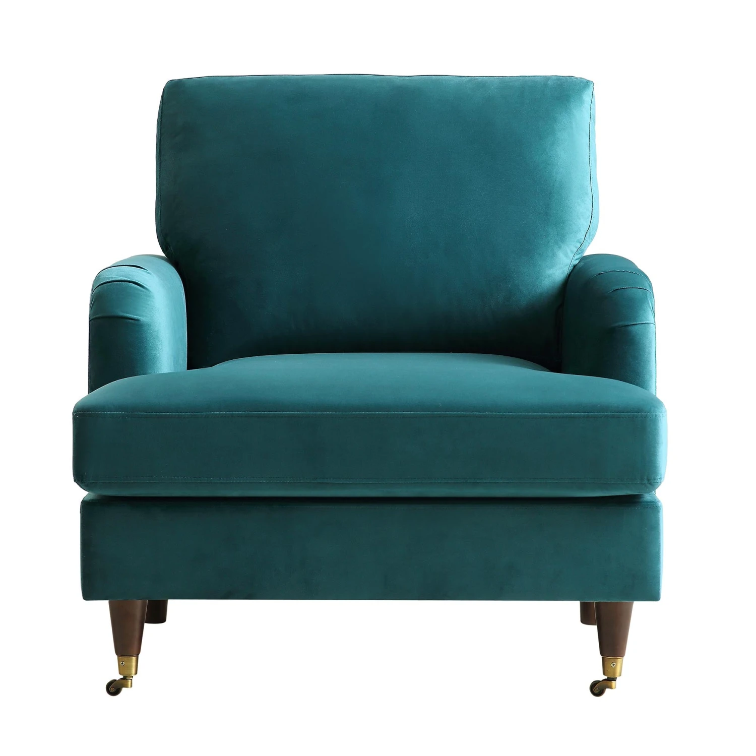 Brigette Teal Velvet Armchair With Antique Brass Castor Legs 3 Brigette Teal Velvet Armchair With Antique Brass Castor Legs - Image 3