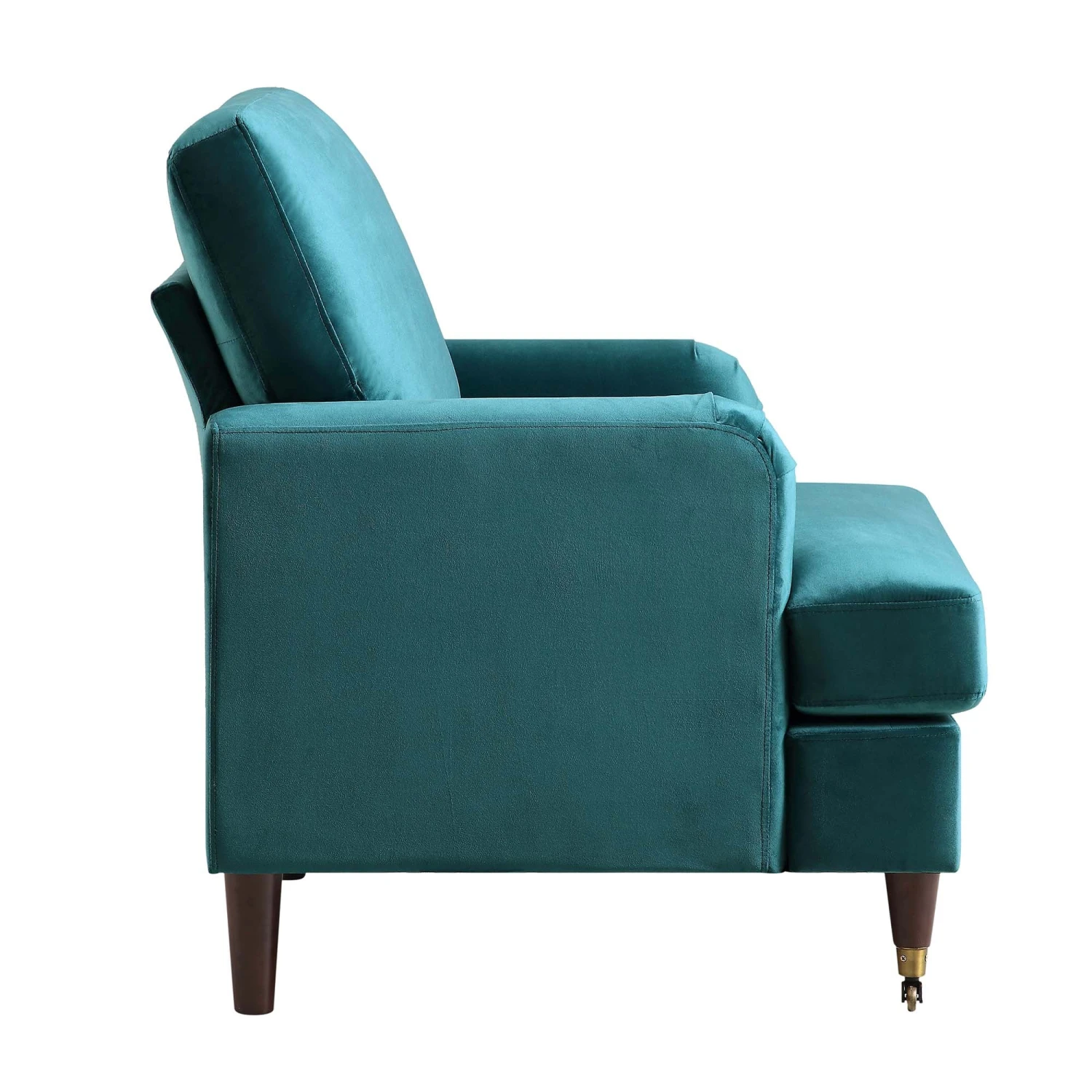 Brigette Teal Velvet Armchair With Antique Brass Castor Legs 6 Brigette Teal Velvet Armchair With Antique Brass Castor Legs - Image 6