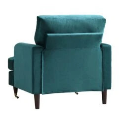 Brigette Teal Velvet Armchair With Antique Brass Castor Legs 17 Brigette Teal Velvet Armchair With Antique Brass Castor Legs -Daals Store AYSF 010 TEAL VEL 1ST WB4
