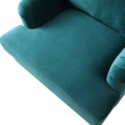 Brigette Teal Velvet Armchair With Antique Brass Castor Legs 19 Brigette Teal Velvet Armchair With Antique Brass Castor Legs -Daals Store AYSF 010 TEAL VEL 1ST detail2