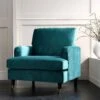 Brigette Teal Velvet Armchair With Antique Brass Castor Legs -Daals Store AYSF 010 TEAL VEL 1ST main