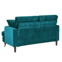 Brigette 2-Seater Teal Velvet Sofa With Antique Brass Castor Legs 16 Brigette 2-Seater Teal Velvet Sofa With Antique Brass Castor Legs -Daals Store AYSF 010 TEAL VEL 2ST WB3
