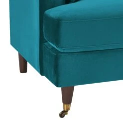 Brigette 2-Seater Teal Velvet Sofa With Antique Brass Castor Legs 19 Brigette 2-Seater Teal Velvet Sofa With Antique Brass Castor Legs -Daals Store AYSF 010 TEAL VEL 2ST detail3