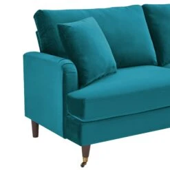 Brigette 3-Seater Teal Velvet Sofa With Antique Brass Castor Legs 17 Brigette 3-Seater Teal Velvet Sofa With Antique Brass Castor Legs -Daals Store AYSF 010 TEAL VEL 3ST detail1