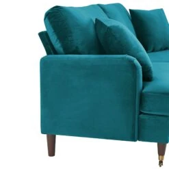 Brigette 3-Seater Teal Velvet Sofa With Antique Brass Castor Legs 18 Brigette 3-Seater Teal Velvet Sofa With Antique Brass Castor Legs -Daals Store AYSF 010 TEAL VEL 3ST detail2