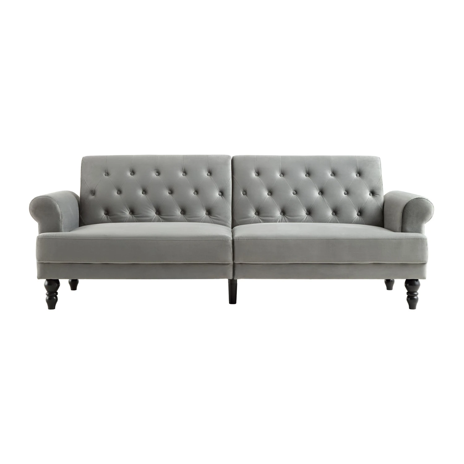 Hanney 3-Seater Chesterfield Sofabed In Grey Velvet 4 Hanney 3-Seater Chesterfield Sofabed In Grey Velvet - Image 4