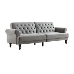 Hanney 3-Seater Chesterfield Sofabed In Grey Velvet 22 Hanney 3-Seater Chesterfield Sofabed In Grey Velvet -Daals Store AYSF 011 GREY VEL WB2