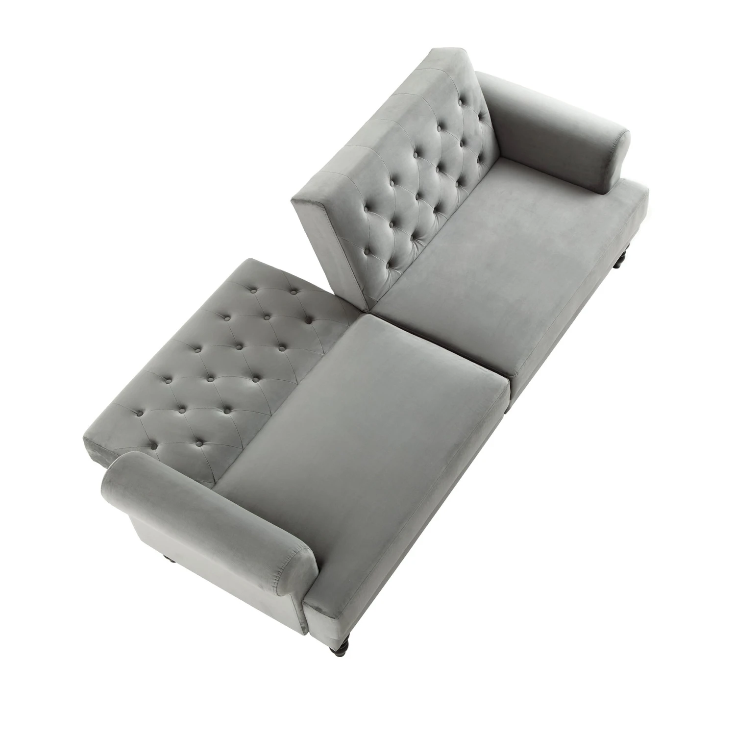 Hanney 3-Seater Chesterfield Sofabed In Grey Velvet 9 Hanney 3-Seater Chesterfield Sofabed In Grey Velvet - Image 9