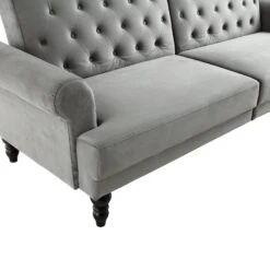 Hanney 3-Seater Chesterfield Sofabed In Grey Velvet 31 Hanney 3-Seater Chesterfield Sofabed In Grey Velvet -Daals Store AYSF 011 GREY VEL detail1