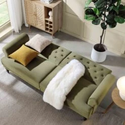 Hanney 3-Seater Chesterfield Sofabed In Moss Green Velvet -Daals Store AYSF 011 MOSSGREEN VEL scene2