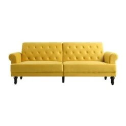 Hanney 3-Seater Chesterfield Sofabed In Mustard Yellow Velvet -Daals Store AYSF 011 MUSTARD VEL WB1