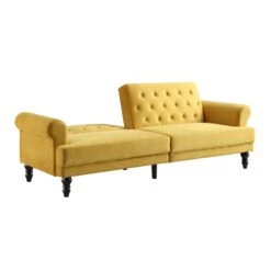 Hanney 3-Seater Chesterfield Sofabed In Mustard Yellow Velvet -Daals Store AYSF 011 MUSTARD VEL WB3