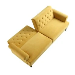 Hanney 3-Seater Chesterfield Sofabed In Mustard Yellow Velvet -Daals Store AYSF 011 MUSTARD VEL WB4
