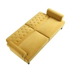 Hanney 3-Seater Chesterfield Sofabed In Mustard Yellow Velvet -Daals Store AYSF 011 MUSTARD VEL WB5