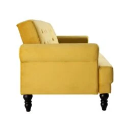 Hanney 3-Seater Chesterfield Sofabed In Mustard Yellow Velvet -Daals Store AYSF 011 MUSTARD VEL WB7