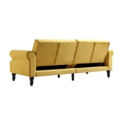 Hanney 3-Seater Chesterfield Sofabed In Mustard Yellow Velvet -Daals Store AYSF 011 MUSTARD VEL WB8