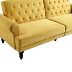 Hanney 3-Seater Chesterfield Sofabed In Mustard Yellow Velvet -Daals Store AYSF 011 MUSTARD VEL detail1