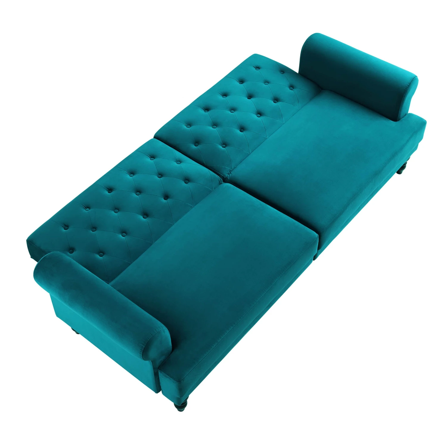 Hanney 3-Seater Chesterfield Sofabed In Teal Velvet 9 Hanney 3-Seater Chesterfield Sofabed In Teal Velvet - Image 9