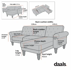 Hanney Chesterfield Chaise Sofabed In Teal Velvet 23 Hanney Chesterfield Chaise Sofabed In Teal Velvet -Daals Store AYSF 012 CHAISE CHART 3
