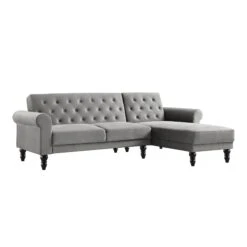 Hanney Chesterfield Chaise Sofabed In Grey Velvet 21 Hanney Chesterfield Chaise Sofabed In Grey Velvet -Daals Store AYSF 012 GREY VEL WB1