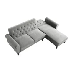 Hanney Chesterfield Chaise Sofabed In Grey Velvet 27 Hanney Chesterfield Chaise Sofabed In Grey Velvet -Daals Store AYSF 012 GREY VEL WB6