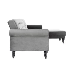 Hanney Chesterfield Chaise Sofabed In Grey Velvet 29 Hanney Chesterfield Chaise Sofabed In Grey Velvet -Daals Store AYSF 012 GREY VEL WB8