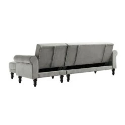 Hanney Chesterfield Chaise Sofabed In Grey Velvet 30 Hanney Chesterfield Chaise Sofabed In Grey Velvet -Daals Store AYSF 012 GREY VEL WB9