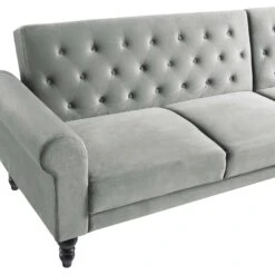 Hanney Chesterfield Chaise Sofabed In Grey Velvet 31 Hanney Chesterfield Chaise Sofabed In Grey Velvet -Daals Store AYSF 012 GREY VEL detail1
